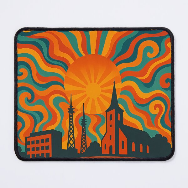 Item preview, Trippy Psychedelic Poster of Espoo | Neon Finnish Nature & City Fusion | Surreal Scandinavian Cityscape Art designed and sold by PaintedPixels01.