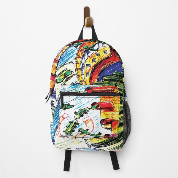 Item preview, futuristic city of abstract architecture of colorful pencil art designed and sold by Mevissart.