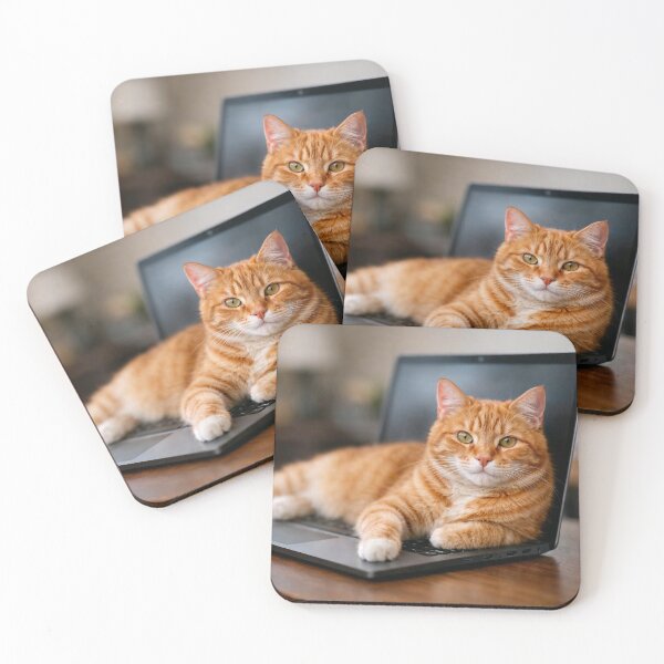 Item preview, Ginger Cat on Laptop designed and sold by CyberCanvasCo.