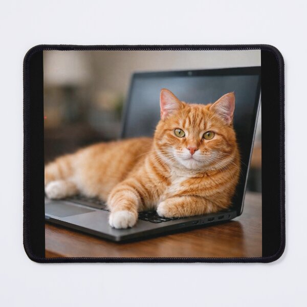 Item preview, Ginger Cat on Laptop designed and sold by CyberCanvasCo.