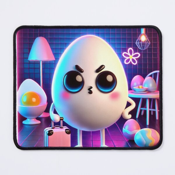 Item preview, Angry Cute Egg with Suitcase – Neon Aesthetic Mood | Sassy Travel Character designed and sold by ComedyInkFactor.