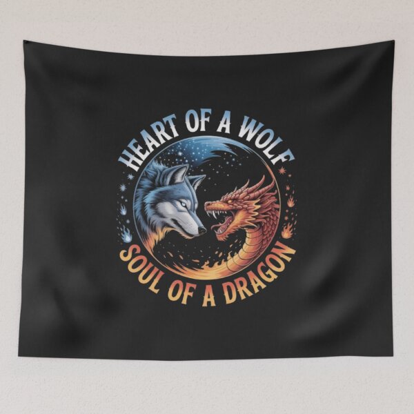 Item preview, Heart of a Wolf, Soul of a Dragon – Epic Fantasy Yin Yang Fire & Ice Design designed and sold by dortmond.