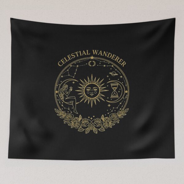 Item preview, Celestial Wanderer Shirt – Cosmic Moon & Stars Boho Tee – Spiritual Astral Traveler Vintage Aesthetic T-Shirt designed and sold by Ditstyle.