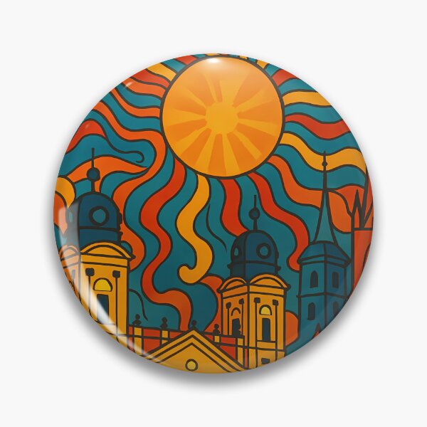 Item preview, Trippy Psychedelic Poster of Debrecen | Neon Great Church Vision | Surreal Hungarian Cityscape Art designed and sold by PaintedPixels01.
