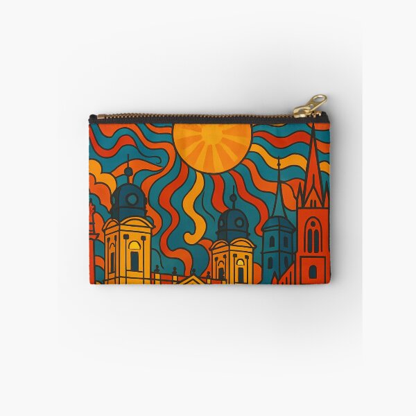 Item preview, Trippy Psychedelic Poster of Debrecen | Neon Great Church Vision | Surreal Hungarian Cityscape Art designed and sold by PaintedPixels01.