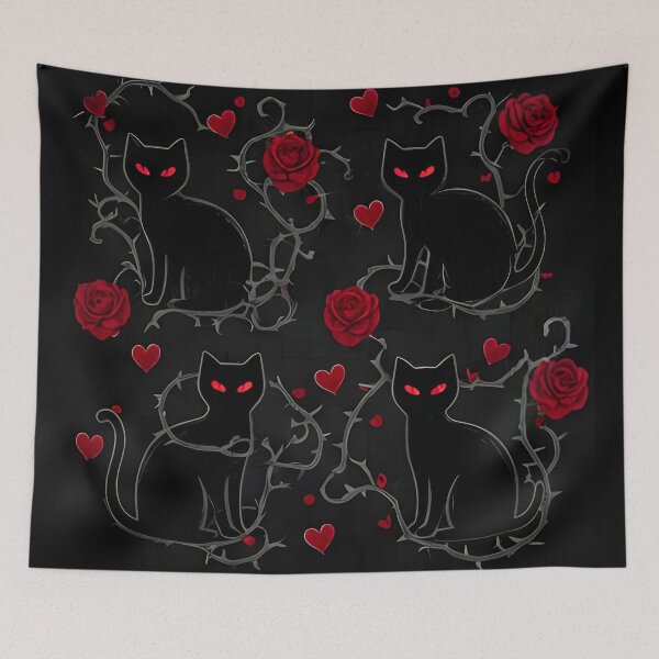 Item preview, “Dark Love Black Cat Pattern” designed and sold by Good Vibes .