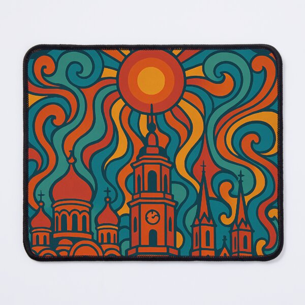 Item preview, Trippy Psychedelic Poster of Daugavpils | Neon Fortress Skyline | Surreal Latvian Cityscape Art designed and sold by PaintedPixels01.