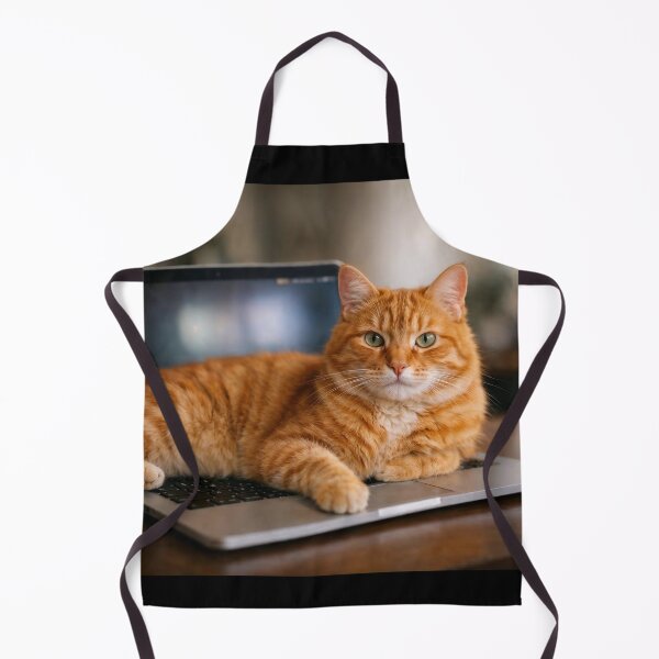 Aperçu de l'œuvre Chat roux sur ordinateur portable 2 créée et vendue par CyberCanvasCo.