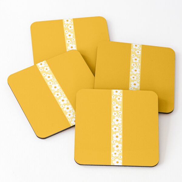 Item preview, Retro Flower Stripe in Yellow, White and Gold designed and sold by MellowCat.