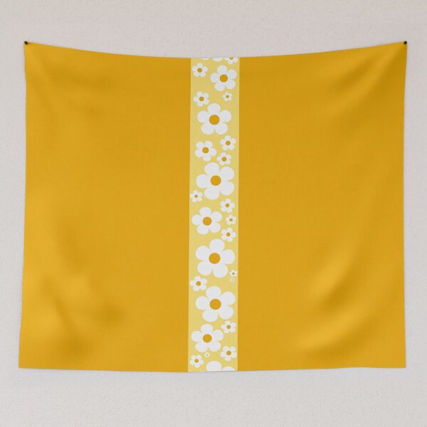 Item preview, Retro Flower Stripe in Yellow, White and Gold designed and sold by MellowCat.