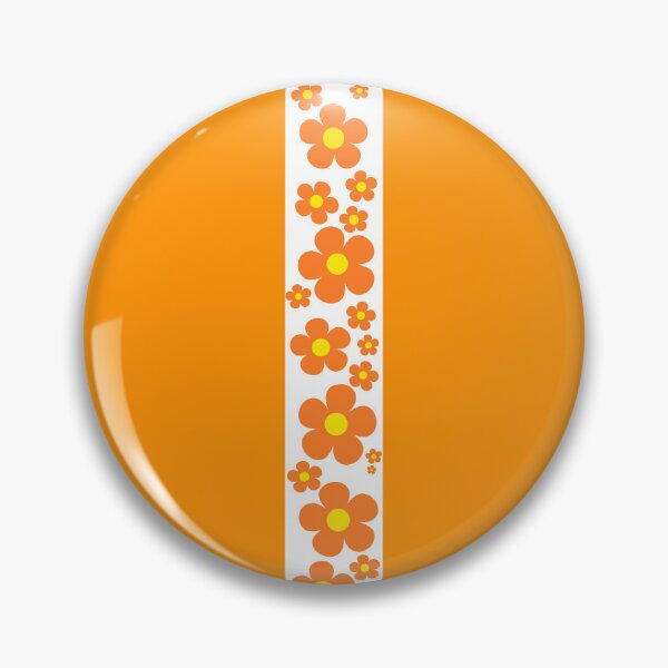 Item preview, Retro Flower Stripe in Orange and White designed and sold by MellowCat.