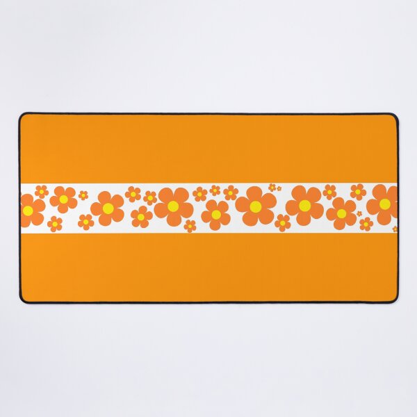 Item preview, Retro Flower Stripe in Orange and White designed and sold by MellowCat.