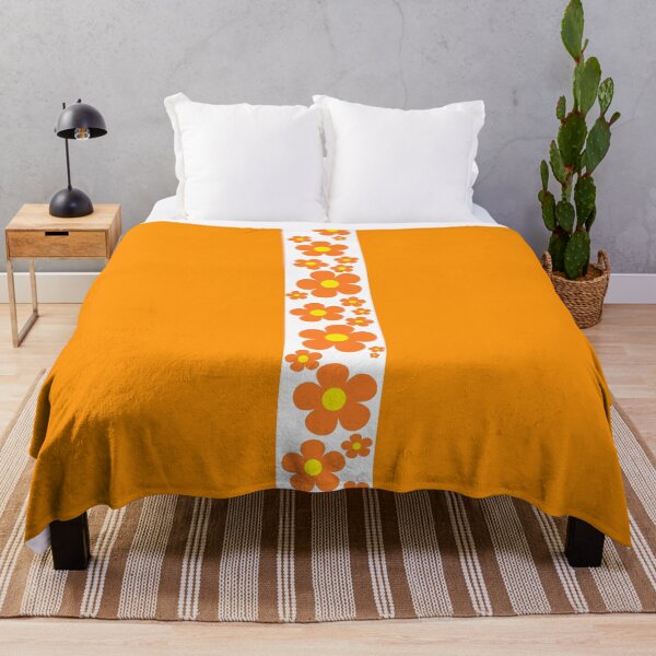 Item preview, Retro Flower Stripe in Orange and White designed and sold by MellowCat.