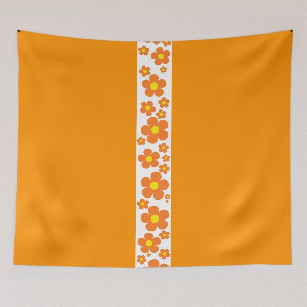 Item preview, Retro Flower Stripe in Orange and White designed and sold by MellowCat.