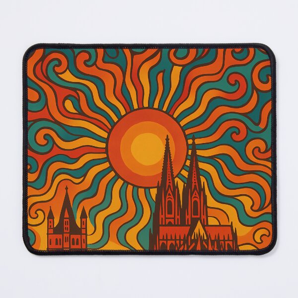Item preview, Trippy Psychedelic Poster of Cologne | Neon Cathedral Skyline | Surreal Rhine Cityscape Art designed and sold by PaintedPixels01.