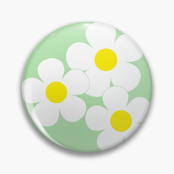 Item preview, 60's Flower Power Pop White and Yellow Flowers on Green designed and sold by MellowCat.