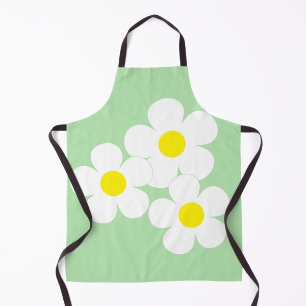 Item preview, 60's Flower Power Pop White and Yellow Flowers on Green designed and sold by MellowCat.