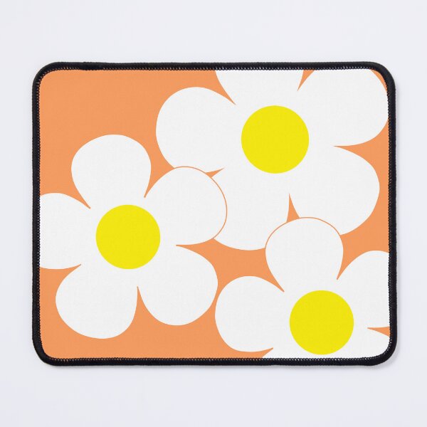 Item preview, 60's Flower Power Pop Flowers White and Yellow Flowers on Orange designed and sold by MellowCat.