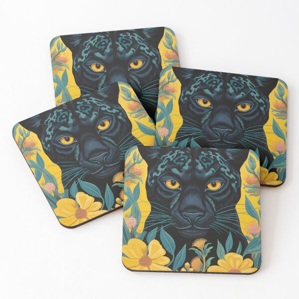 Item preview, Panther & Flowers Silk Art Graphic designed and sold by GrinGalore.