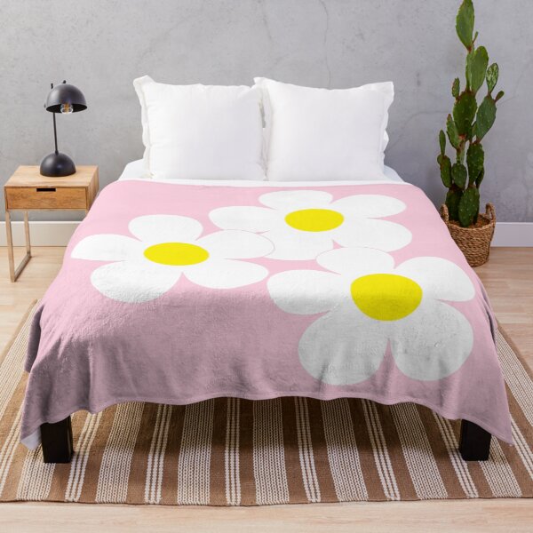 Item preview, 60's Flower Power Pop Flowers White and Yellow Flowers on Pink designed and sold by MellowCat.