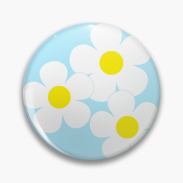 Item preview, 60's Flower Power Pop Flowers White and Yellow Flowers on Blue designed and sold by MellowCat.