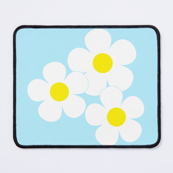 Item preview, 60's Flower Power Pop Flowers White and Yellow Flowers on Blue designed and sold by MellowCat.