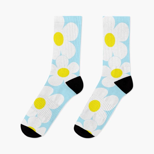 Item preview, 60's Flower Power Pop Flowers White and Yellow Flowers on Blue designed and sold by MellowCat.