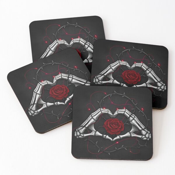Item preview, “Skeleton Hands Rose Heart Art” designed and sold by Good Vibes .