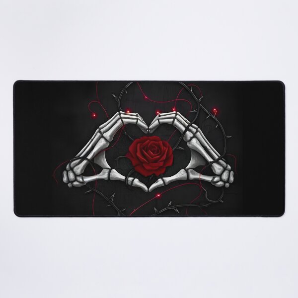 Item preview, “Skeleton Hands Rose Heart Art” designed and sold by Good Vibes .