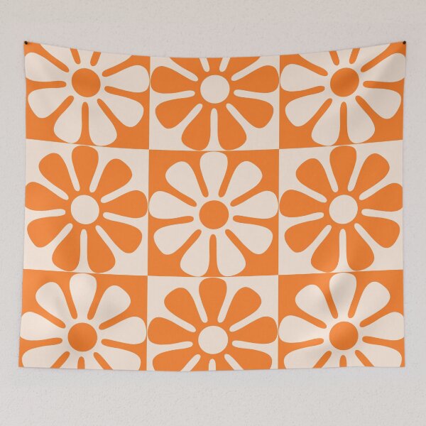 Item preview, 60's Retro Big Flowers in Orange and Cream designed and sold by MellowCat.