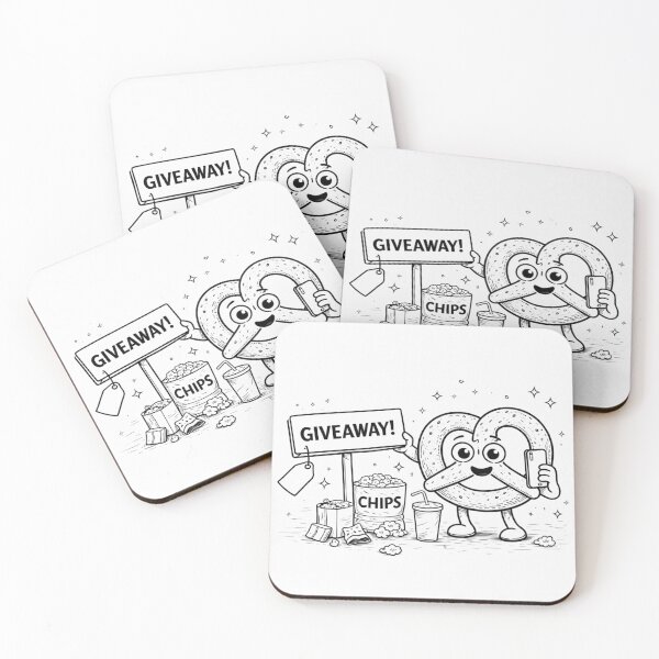 Item preview, Pretzel Giveaway – Funny Snack Influencer Coloring Page | Black and White Line Art designed and sold by ComedyInkFactor.