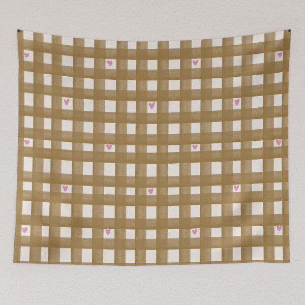 Item preview, Cute Gingham Heart Pattern – Neutral Aesthetic designed and sold by Barelythere2324.