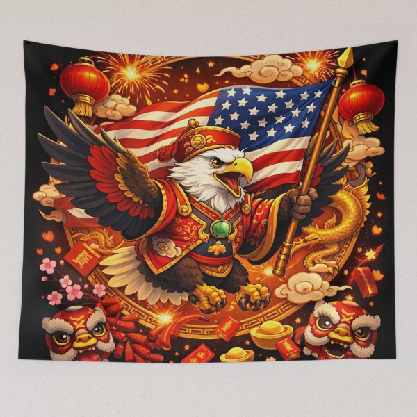 Item preview, Festive Eagle with American Flag designed and sold by adobtsony.