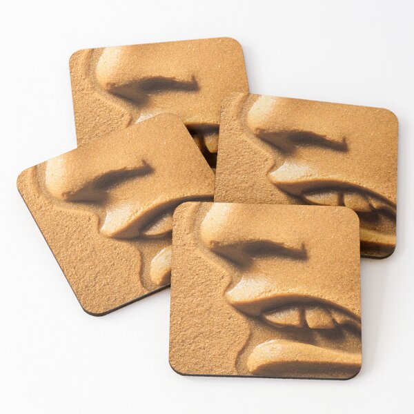 Item preview, Surreal Human Face Sculpted In Golden Sand designed and sold by chase-thewave.