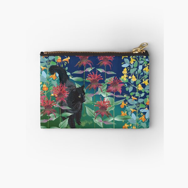 Item preview, Black Cat in the Wildflowers: Jewelweed and Bee Balm designed and sold by Jedi-Artist.