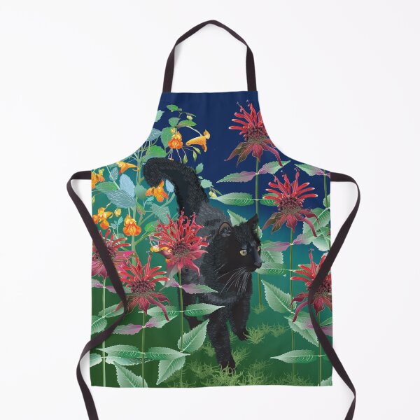 Item preview, Black Cat in the Wildflowers: Jewelweed and Bee Balm designed and sold by Jedi-Artist.