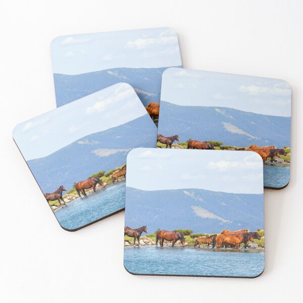 Item preview, Wild Horses at the Mountain Lake designed and sold by LRPhotoart.