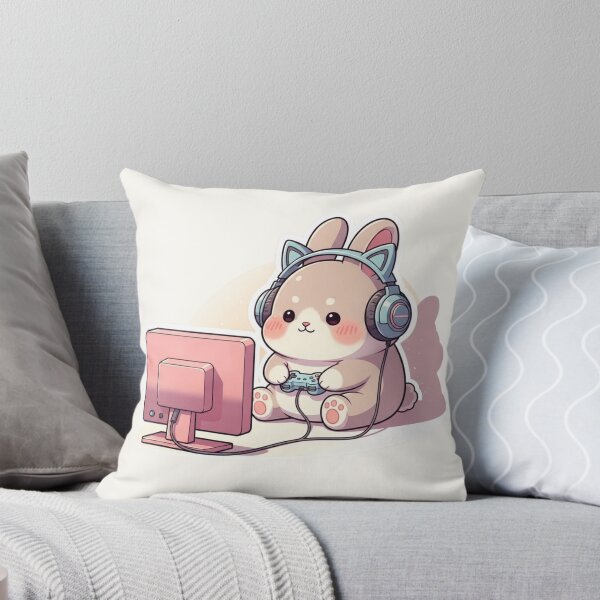 Item preview, Kawaii Gamer Bunny with Cat Ear Headphones designed and sold by soletstudio.