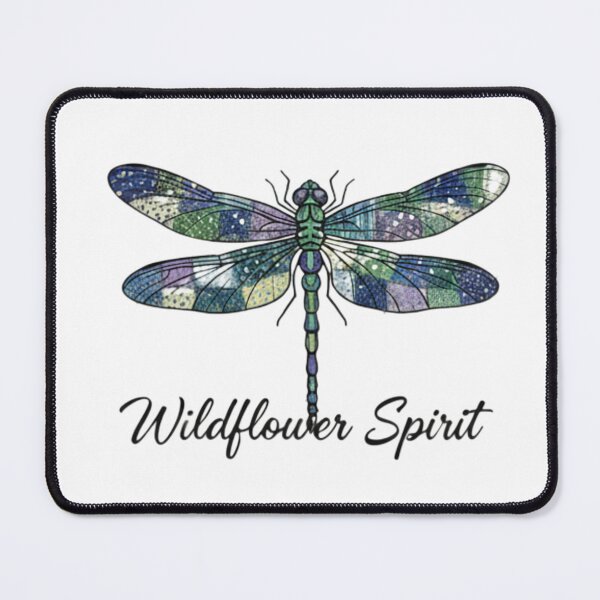 Item preview, "Boho Dragonfly Patchwork Design: Wildflower Spirit Typography on White" designed and sold by Blue Bird Designs.