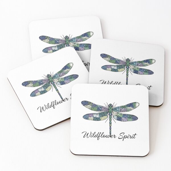 Item preview, "Boho Dragonfly Patchwork Design: Wildflower Spirit Typography on White" designed and sold by Blue Bird  Designs.