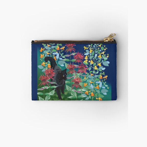 Item preview, Black Cat in the Wildflowers: Jewelweed and Bee Balm designed and sold by Jedi-Artist.
