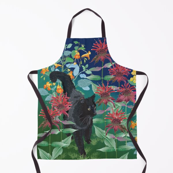 Item preview, Black Cat in the Wildflowers: Jewelweed and Bee Balm designed and sold by Jedi-Artist.