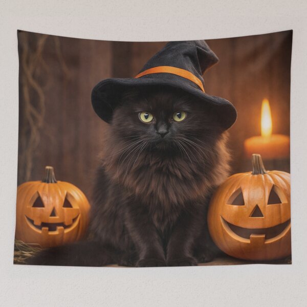 Item preview, Magical Black Cat Witch Cozy Halloween Art designed and sold by adobtsony.