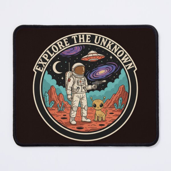 Item preview, Explore The Unknown - Retro Astronaut and Alien Friend Space designed and sold by Nomadic-Prints.