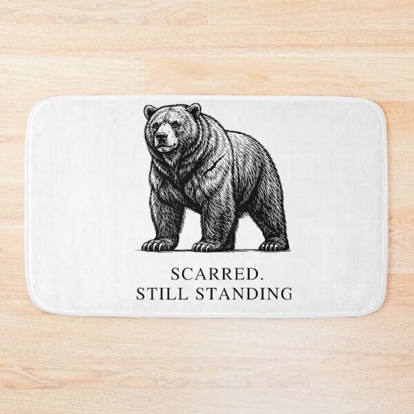 Item preview, Scarred Still Standing – Minimalist Bear Resilience Art designed and sold by bazstees54.