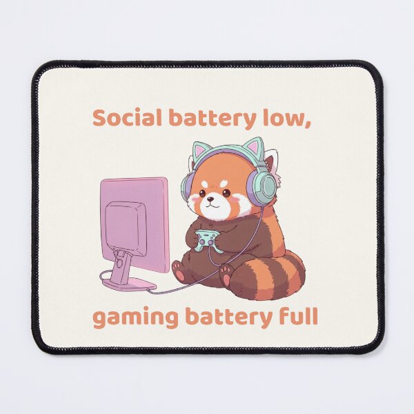 Item preview, Social Battery Low Gaming Battery Full – Cute Red Panda Gamer designed and sold by soletstudio.