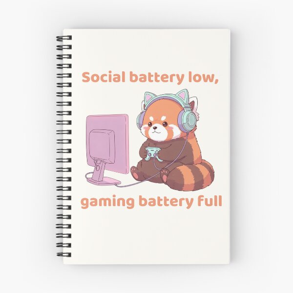 Item preview, Social Battery Low Gaming Battery Full – Cute Red Panda Gamer designed and sold by soletstudio.