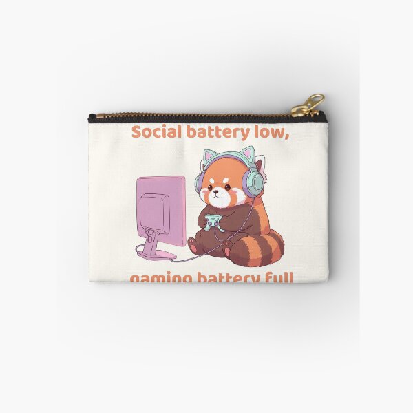 Item preview, Social Battery Low Gaming Battery Full – Cute Red Panda Gamer designed and sold by soletstudio.