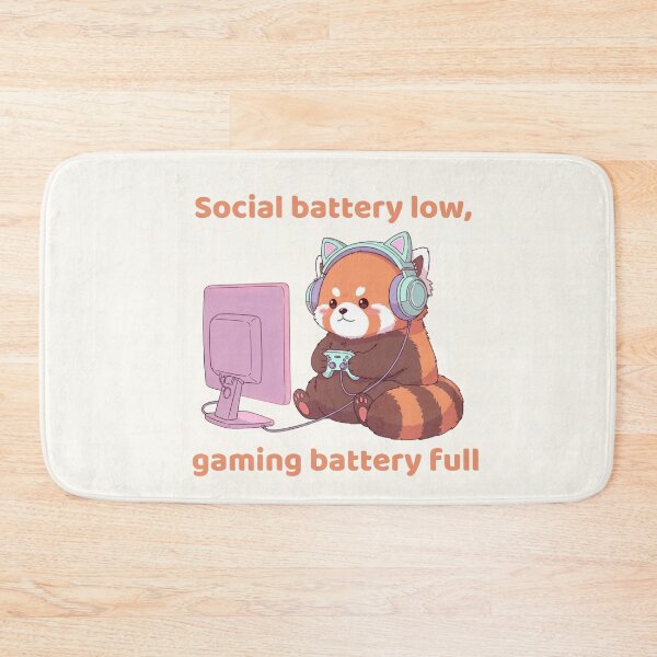 Item preview, Social Battery Low Gaming Battery Full – Cute Red Panda Gamer designed and sold by soletstudio.