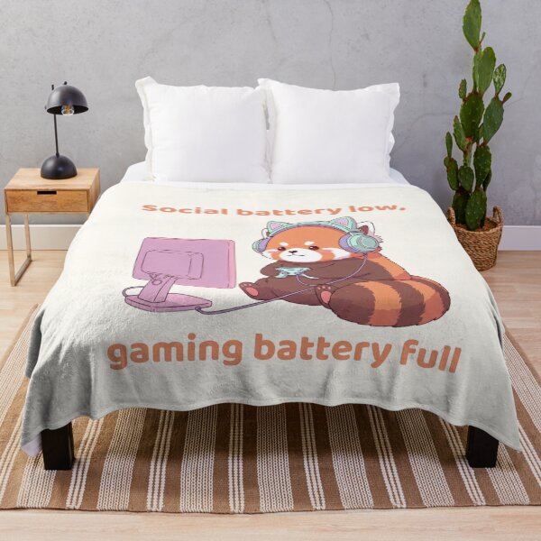 Item preview, Social Battery Low Gaming Battery Full – Cute Red Panda Gamer designed and sold by soletstudio.